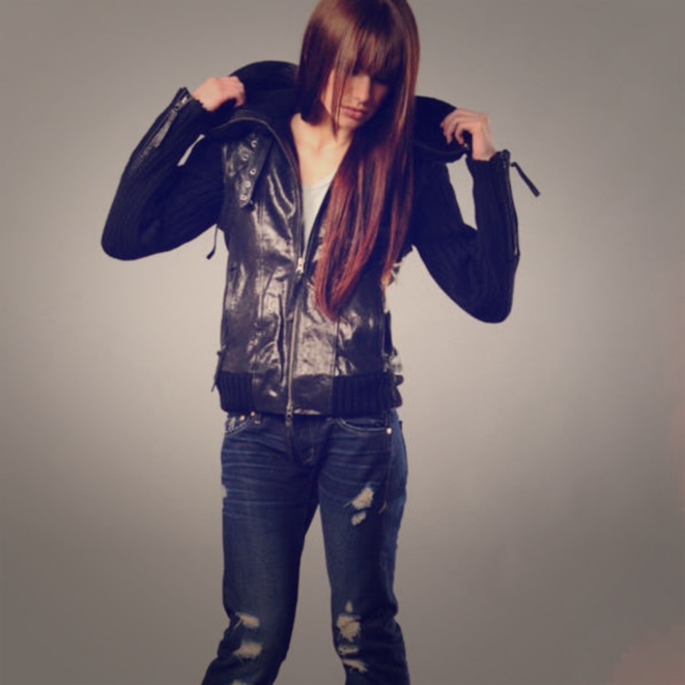 Elizabeth and James Black Highland Leather Jacket